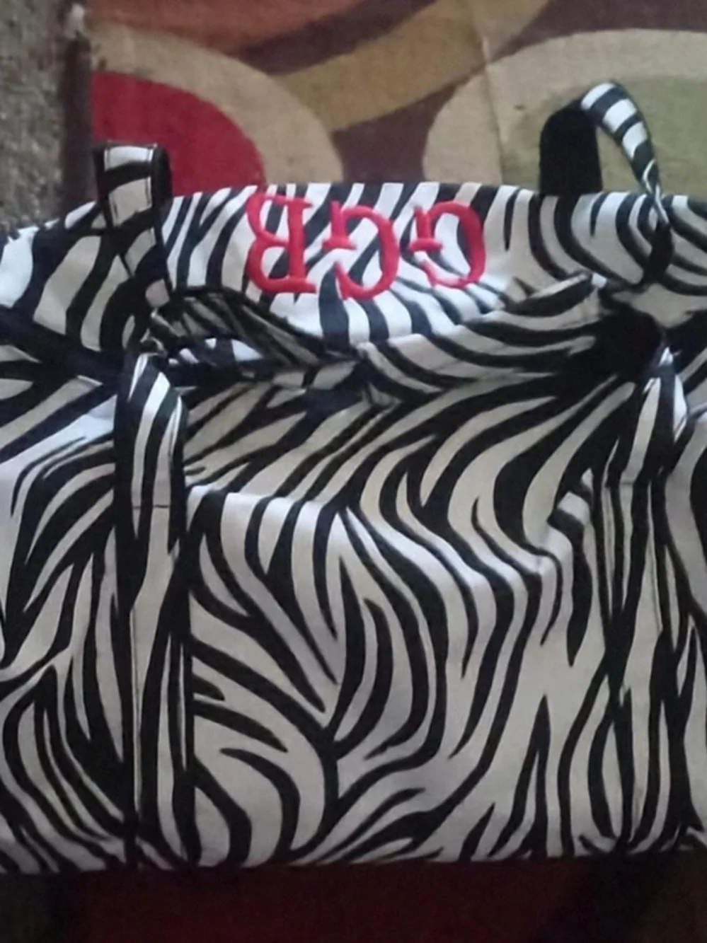 Von Dutch Zebra Print Tote with Red Monogram